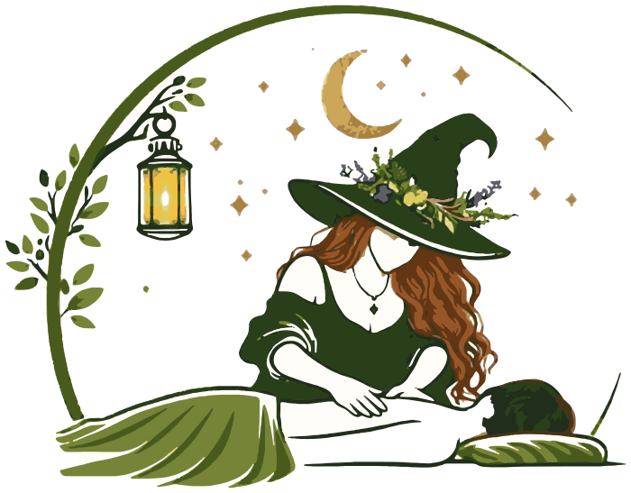 A witch working carefully at a massage table